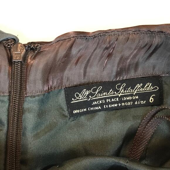 All Saints Spitalfields Gathered One Shoulder Party Dress 6 Iridescent - Picture 6 of 8